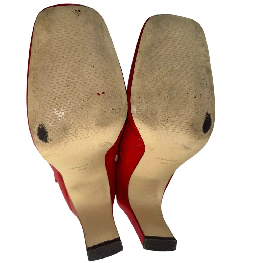 Nine West RED Leather Quitit Ankle Boots 4